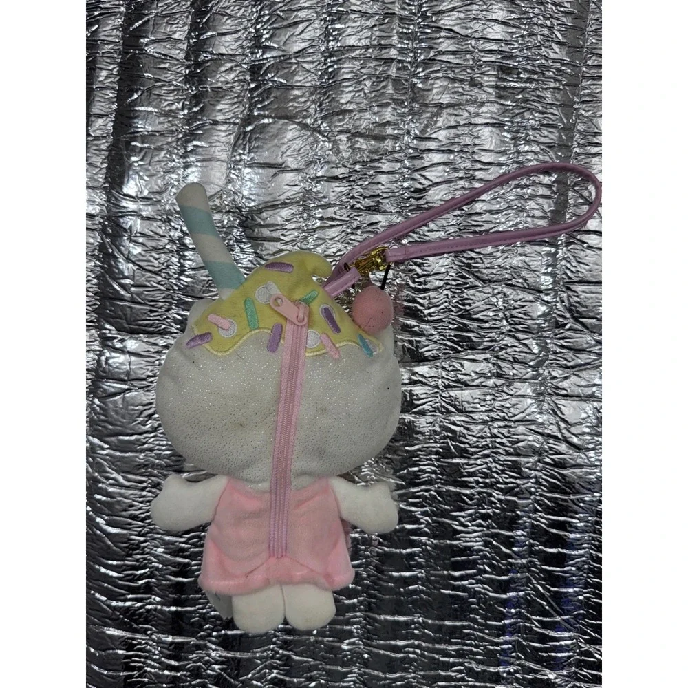 Sanrio Hello Kitty Ice Cream Cone Plush Wristlet Pouch Pink Sprinkle Sparkle